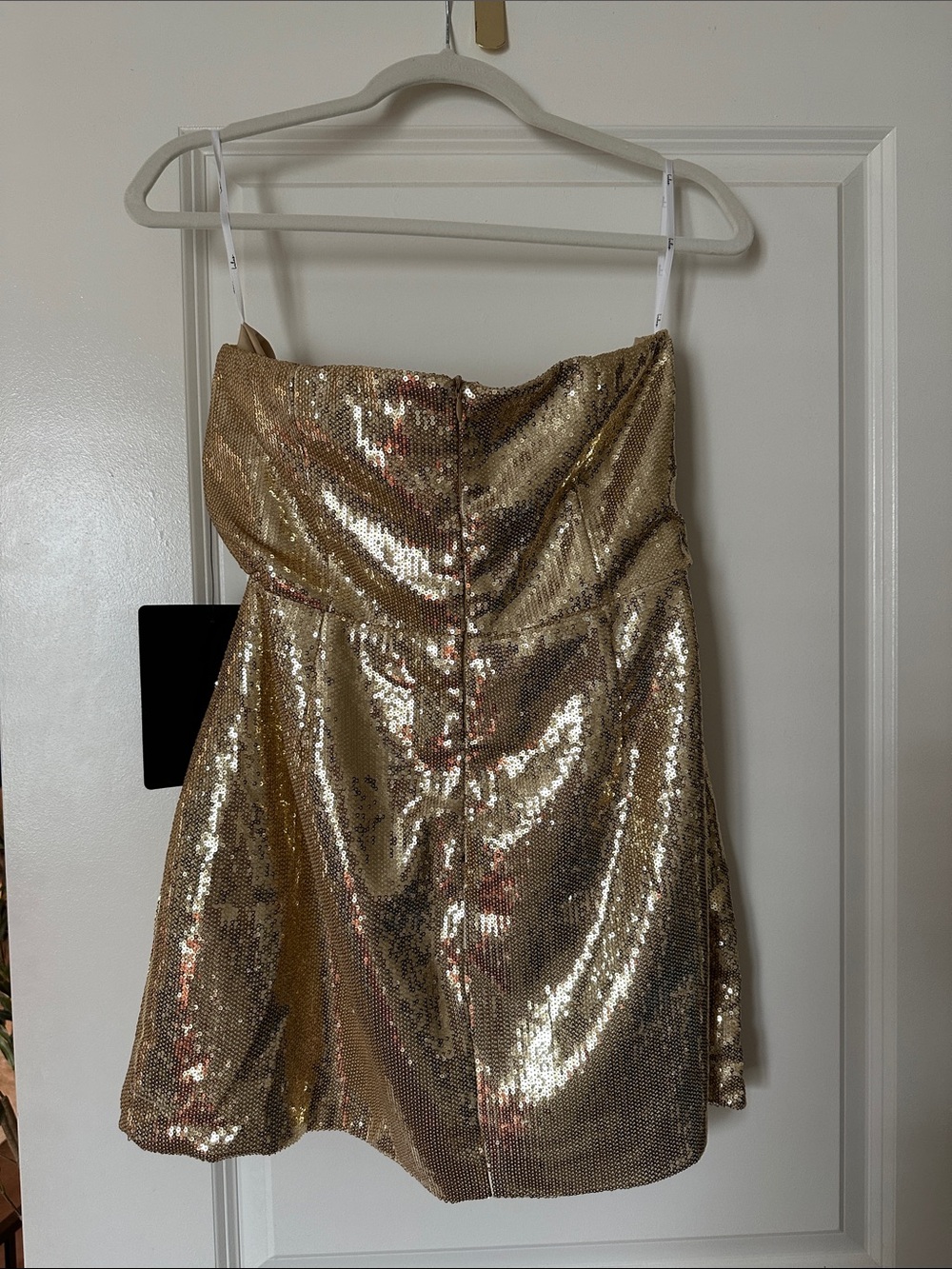 Lulu's Gold Sequin Strapless Cocktail Dress - Picture 3 of 3